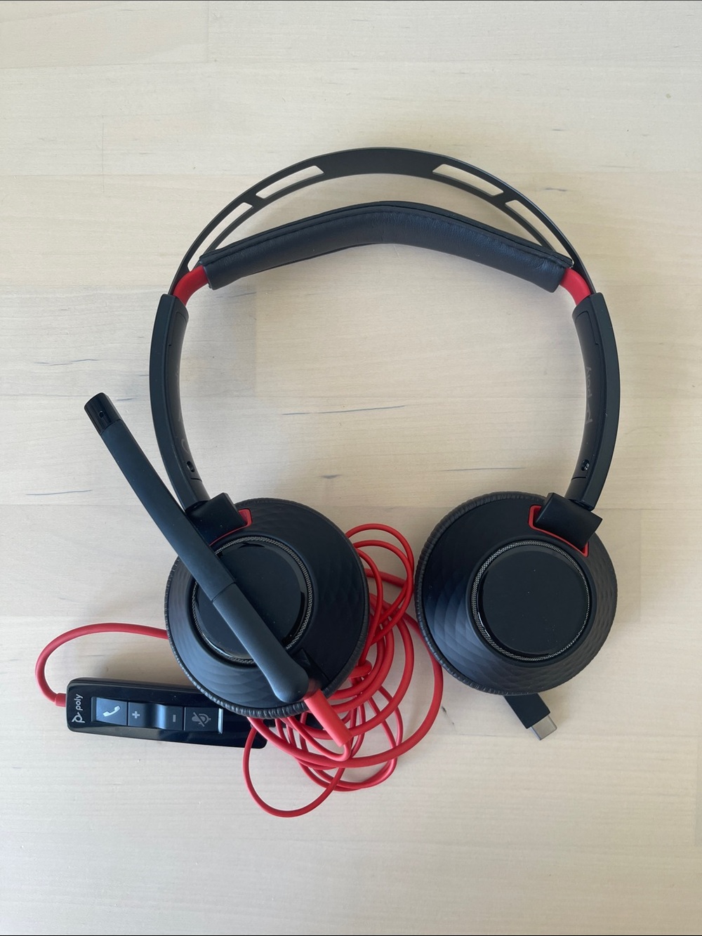Poly C5220T Over-Ear Wired Headset with Boom Mic with Protective Storage Pouch